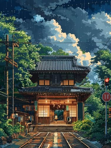 Diamond Painting HäUser, Landschaft 5D Diamond Painting Erwachsene, DIY Basteln Erwachsene, Vollbohrer Diamant Kunst Stickerei Kreuzstich Kits, Deko Wohnzimmer und Wanddeko, Geschenke 70x95cm K-8678 von KUEGDUNG