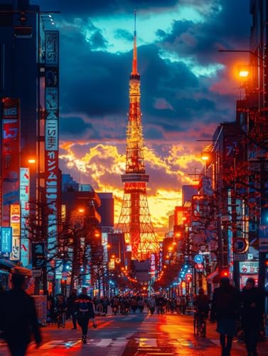 Diamond Painting Japan, Sonnenuntergang 5D Diamond Painting Erwachsene, DIY Basteln Erwachsene, Vollbohrer Diamant Kunst Stickerei Kreuzstich Kits, Deko Wohnzimmer und Wanddeko 60X70cm A-5406 Diamond Painting Japan, Sonnenuntergang 5D Diamond Painting Erwachsene, DIY Basteln Erwachsene, Vollbohrer Diamant Kunst Stickerei Kreuzstich Kits, Deko Wohnzimmer und Wanddeko 60X70cm A-5406 von KUEGDUNG