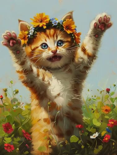 Diamond Painting Katze, 5D Diamond Painting Erwachsene Blume, DIY Basteln Erwachsene, Mosaikherstellung Set, Vollbohrer Diamant Kunst Stickerei Kreuzstich Kits, Deko Wohnzimmer 30x40cm 9-8445 Diamond Painting Katze, 5D Diamond Painting Erwachsene Blume, DIY Basteln Erwachsene, Mosaikherstellung Set, Vollbohrer Diamant Kunst Stickerei Kreuzstich Kits, Deko Wohnzimmer 30x40cm 9-8445 von KUEGDUNG