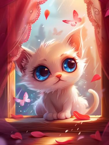 Diamond Painting Katze, 5D Diamond Painting Erwachsene Schmetterling, DIY Basteln Erwachsene, Mosaikherstellung Set, Vollbohrer Diamant Kunst Stickerei Kreuzstich Kits, Deko Wohnzimmer 90x120cm F-9939 Diamond Painting Katze, 5D Diamond Painting Erwachsene Schmetterling, DIY Basteln Erwachsene, Mosaikherstellung Set, Vollbohrer Diamant Kunst Stickerei Kreuzstich Kits, Deko Wohnzimmer 90x120cm F-9939 von KUEGDUNG