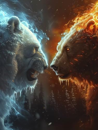 Diamond Painting LöWe, 5D Diamond Painting Erwachsene Flamme, DIY Basteln Erwachsene, Mosaikherstellung Set, Vollbohrer Diamant Kunst Stickerei Kreuzstich Kits, Deko Wohnzimmer 70x95cm 6-6533 von KUEGDUNG