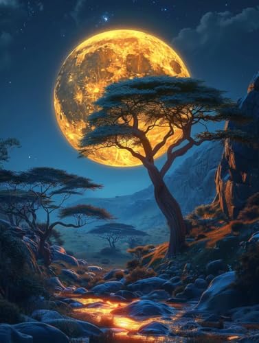 Diamond Painting Mond, Baum 5D Diamond Painting Erwachsene, DIY Basteln Erwachsene, Vollbohrer Diamant Kunst Stickerei Kreuzstich Kits, Deko Wohnzimmer und Wanddeko, Geschenke 90x120cm H-9804 Diamond Painting Mond, Baum 5D Diamond Painting Erwachsene, DIY Basteln Erwachsene, Vollbohrer Diamant Kunst Stickerei Kreuzstich Kits, Deko Wohnzimmer und Wanddeko, Geschenke 90x120cm H-9804 von KUEGDUNG