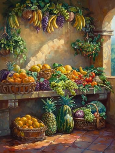 Diamond Painting Obst, 5D Diamond Painting Erwachsene Pflanzen, DIY Basteln Erwachsene, Mosaikherstellung Set, Vollbohrer Diamant Kunst Stickerei Kreuzstich Kits, Deko Wohnzimmer 80X110cm V-5242 Diamond Painting Obst, 5D Diamond Painting Erwachsene Pflanzen, DIY Basteln Erwachsene, Mosaikherstellung Set, Vollbohrer Diamant Kunst Stickerei Kreuzstich Kits, Deko Wohnzimmer 80X110cm V-5242 von KUEGDUNG