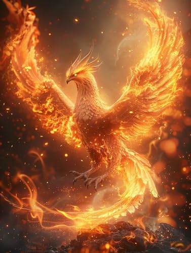 Diamond Painting PhöNix, 5D Diamond Painting Erwachsene Flamme, DIY Basteln Erwachsene, Mosaikherstellung Set, Vollbohrer Diamant Kunst Stickerei Kreuzstich Kits, Deko Wohnzimmer 90x120cm 2-9280 von KUEGDUNG