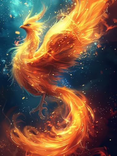 Diamond Painting PhöNix, Flamme 5D Diamond Painting Erwachsene, DIY Basteln Erwachsene, Vollbohrer Diamant Kunst Stickerei Kreuzstich Kits, Deko Wohnzimmer und Wanddeko, Geschenke 50x65cm F-8479 von KUEGDUNG