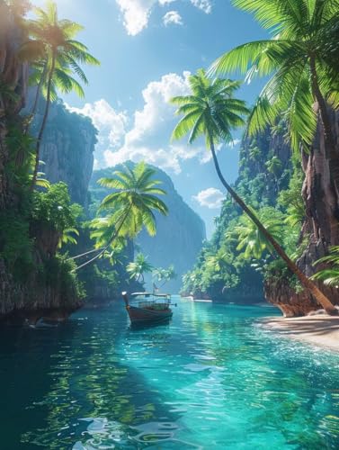 Diamond Painting Rivers, 5D Diamond Painting Erwachsene Berg, DIY Basteln Erwachsene, Mosaikherstellung Set, Vollbohrer Diamant Kunst Stickerei Kreuzstich Kits, Deko Wohnzimmer 70x95cm 1-2391 von KUEGDUNG
