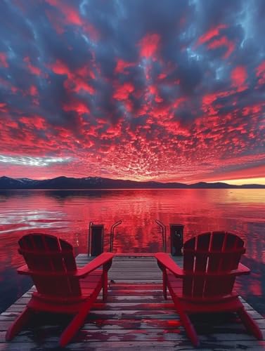 Diamond Painting Sonnenuntergang, Landschaft 5D Diamond Painting Erwachsene, DIY Basteln Erwachsene, Vollbohrer Diamant Kunst Stickerei Kreuzstich Kits, Deko Wohnzimmer und Wanddeko 100x130cm 5-4123 von KUEGDUNG