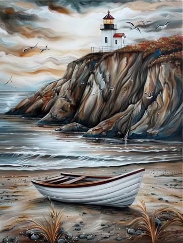 Diamond Painting Strand, 5D Diamond Painting Erwachsene Landschaft, DIY Basteln Erwachsene, Mosaikherstellung Set, Vollbohrer Diamant Kunst Stickerei Kreuzstich Kits, Deko Wohnzimmer 90x120cm 1-2033 von KUEGDUNG