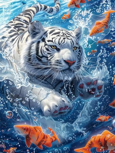 Diamond Painting Tiger, 5D Diamond Painting Erwachsene Fisch, DIY Basteln Erwachsene, Mosaikherstellung Set, Vollbohrer Diamant Kunst Stickerei Kreuzstich Kits, Deko Wohnzimmer 100x130cm 7-1952 Diamond Painting Tiger, 5D Diamond Painting Erwachsene Fisch, DIY Basteln Erwachsene, Mosaikherstellung Set, Vollbohrer Diamant Kunst Stickerei Kreuzstich Kits, Deko Wohnzimmer 100x130cm 7-1952 von KUEGDUNG