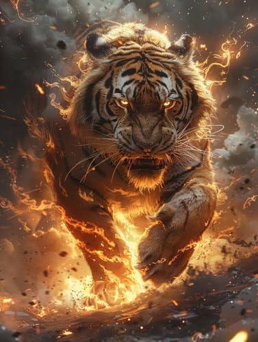 Diamond Painting Tiger, 5D Diamond Painting Erwachsene Flamme, DIY Basteln Erwachsene, Mosaikherstellung Set, Vollbohrer Diamant Kunst Stickerei Kreuzstich Kits, Deko Wohnzimmer 40X50cm 6-7416 Diamond Painting Tiger, 5D Diamond Painting Erwachsene Flamme, DIY Basteln Erwachsene, Mosaikherstellung Set, Vollbohrer Diamant Kunst Stickerei Kreuzstich Kits, Deko Wohnzimmer 40X50cm 6-7416 von KUEGDUNG