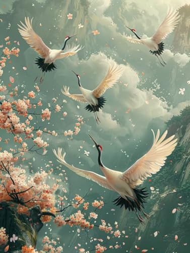Diamond Painting Vogel, 5D Diamond Painting Erwachsene Blume, DIY Basteln Erwachsene, Mosaikherstellung Set, Vollbohrer Diamant Kunst Stickerei Kreuzstich Kits, Deko Wohnzimmer 60X70cm 5-9589 von KUEGDUNG