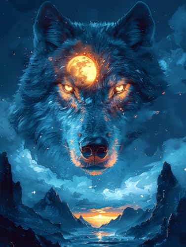 Diamond Painting Wolf, 5D Diamond Painting Erwachsene Tier, DIY Basteln Erwachsene, Mosaikherstellung Set, Vollbohrer Diamant Kunst Stickerei Kreuzstich Kits, Deko Wohnzimmer Geschenke 40X50cm U-5220 Diamond Painting Wolf, 5D Diamond Painting Erwachsene Tier, DIY Basteln Erwachsene, Mosaikherstellung Set, Vollbohrer Diamant Kunst Stickerei Kreuzstich Kits, Deko Wohnzimmer Geschenke 40X50cm U-5220 von KUEGDUNG
