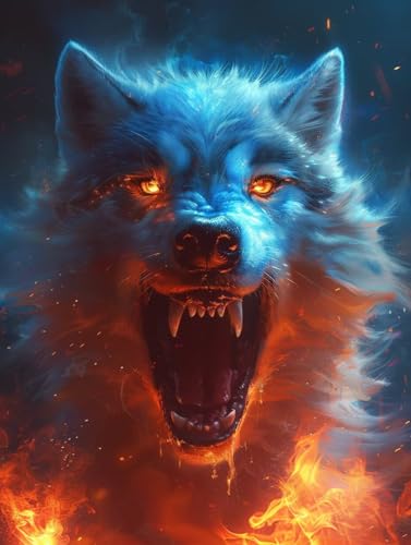 Diamond Painting Wolf, Flamme 5D Diamond Painting Erwachsene, DIY Basteln Erwachsene, Vollbohrer Diamant Kunst Stickerei Kreuzstich Kits, Deko Wohnzimmer und Wanddeko, Geschenke 70x95cm H-3070 Diamond Painting Wolf, Flamme 5D Diamond Painting Erwachsene, DIY Basteln Erwachsene, Vollbohrer Diamant Kunst Stickerei Kreuzstich Kits, Deko Wohnzimmer und Wanddeko, Geschenke 70x95cm H-3070 von KUEGDUNG