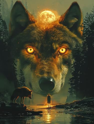 Diamond Painting Wolf, Tier 5D Diamond Painting Erwachsene, DIY Basteln Erwachsene, Vollbohrer Diamant Kunst Stickerei Kreuzstich Kits, Deko Wohnzimmer und Wanddeko, Geschenke 80X110cm 6-3035 Diamond Painting Wolf, Tier 5D Diamond Painting Erwachsene, DIY Basteln Erwachsene, Vollbohrer Diamant Kunst Stickerei Kreuzstich Kits, Deko Wohnzimmer und Wanddeko, Geschenke 80X110cm 6-3035 von KUEGDUNG
