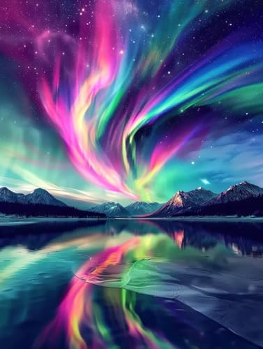 Regenbogen Malen Nach Zahlen Erwachsene, Aurora Malen Nach Zahlen, DIY Handgemalt Ölgemälde Kit Mit 3 Pinseln und Acrylfarbe, Paint by Numbers Bastelset Erwachsene für Deko Wohnzimmer 30x40cm 0-7681 von KUEGDUNG