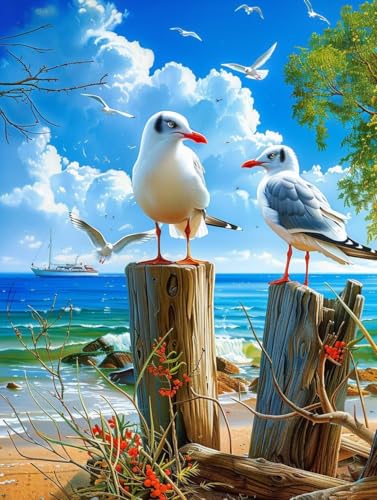 Vogel Malen Nach Zahlen Erwachsene, Landschaft Malen Nach Zahlen, DIY Handgemalt Ölgemälde Kit Mit 3 Pinseln und Acrylfarbe, Paint by Numbers Bastelset Erwachsene für Deko Wohnzimmer 40x50cm 8-4801 von KUEGDUNG