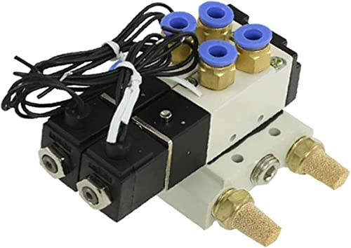 DC12V 24V Twin Pneumatic Solenoid Valve 4V110-06 Electromagnetic Valve Muffler Quick Fitting Base Set AC110v 220v Useful(4mm Fittings,Onecolor) von KUELVTYIT