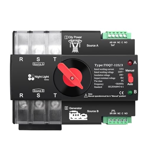 Din Rail 3 phase ATS 3P 63A 100A 125A 220V 230V Dual Power Automatic Transfer Electrical Selector Switch Uninterrupted(63A) von KUELVTYIT