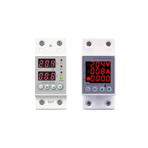 Din Rail Dual Display Adjustable Over Voltage Current and Under Voltage Protective Device Protector Relay 40A 63A 80A 220V 230V(V A type,L N 230V 40A) von KUELVTYIT