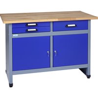 KÜPPER Werkbank 3 Schubladen und 2 Türen, ultramarinblau/silberfarben, Stahlblech von KÜPPER