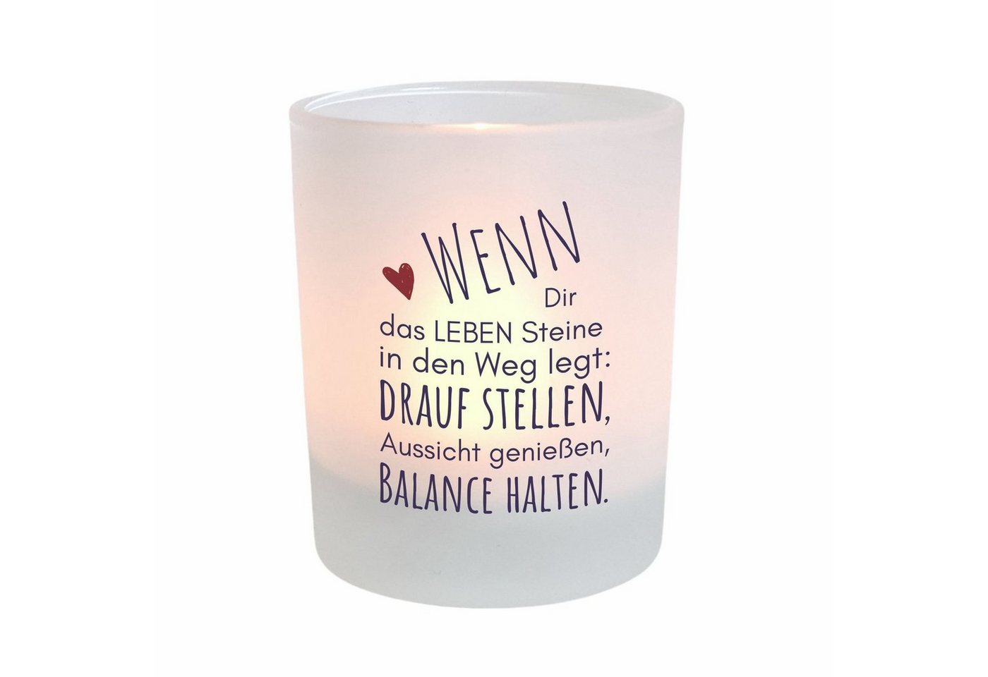 KÜSTENGLÜCK Windlicht Balance, Geschenk für Frauen, Teelichtglas mit motivierendem Spruch (1 St), aus Glas von KÜSTENGLÜCK