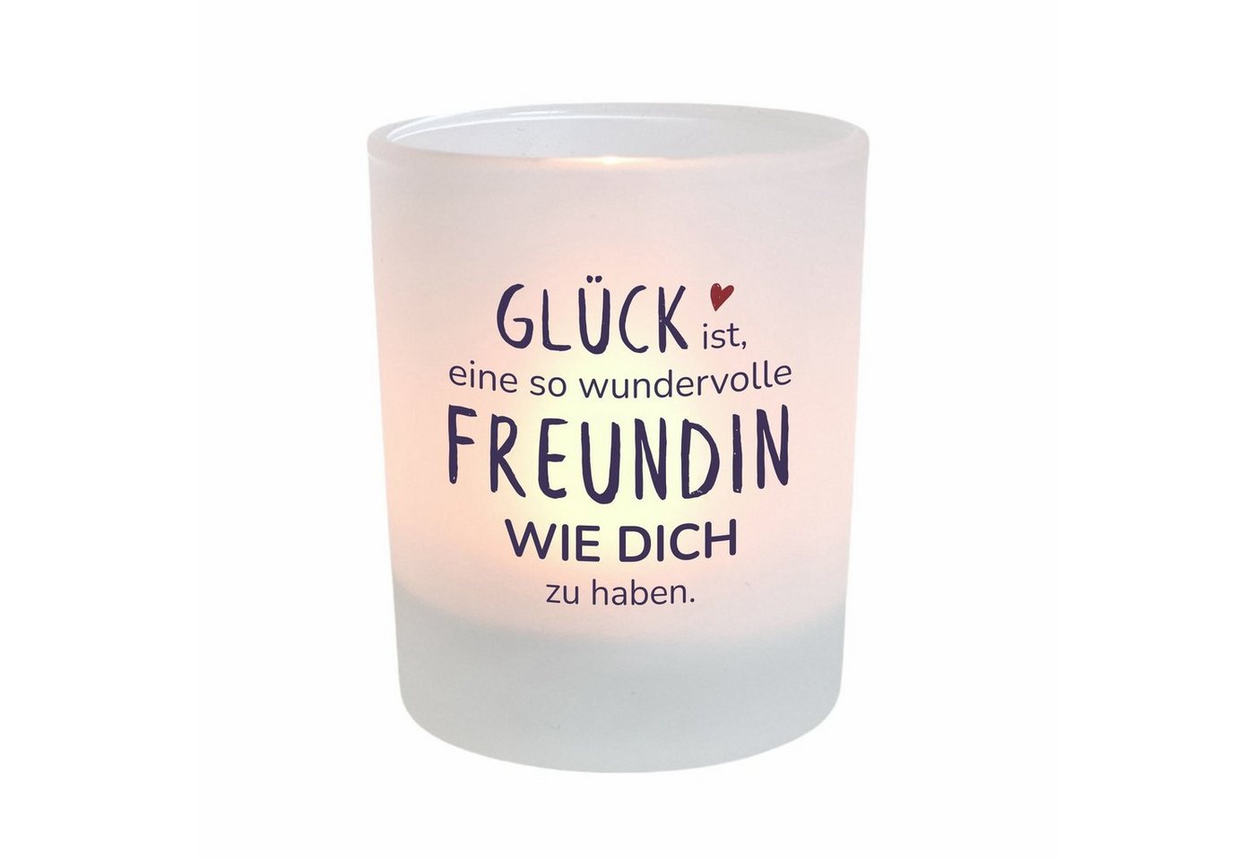 KÜSTENGLÜCK Windlicht Glücksfreundin, Geschenk für Freundin, Teelichtglas mit Spruch (1 St), aus Glas von KÜSTENGLÜCK