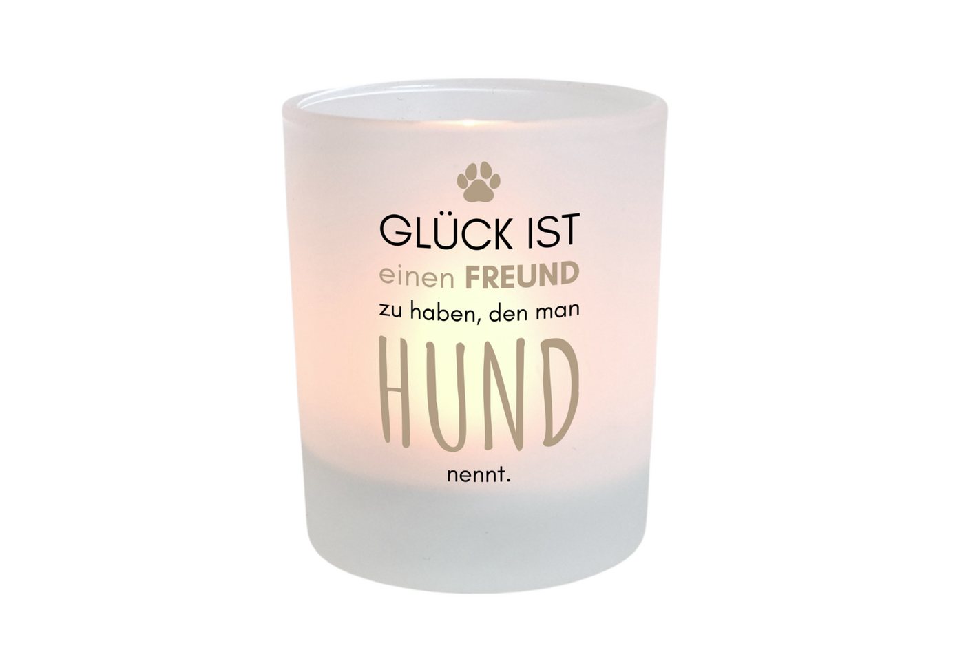 KÜSTENGLÜCK Windlicht Hundeglück, Geschenk für Hundemamas und Hundepapas, Deko (1 St), aus Glas von KÜSTENGLÜCK