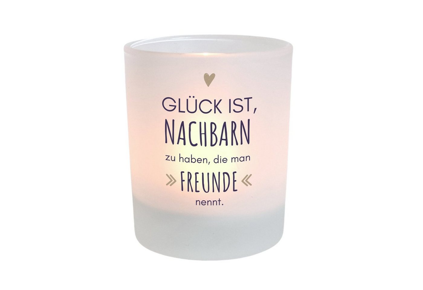 KÜSTENGLÜCK Windlicht Nachbarglück, Mitbringsel Geschenkidee, Geschenk für Nachbarn (1 St), aus Glas von KÜSTENGLÜCK