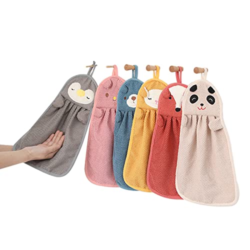 KUEZCVYA 6 Stück Kinder Handtücher für Kinder Kinderhandtuch, Kinder Hand Handtuch Süßer Tier Handtuch Set mit Aufhängerschlaufe Tiermotiv für Küchen und Badezimmer von KUEZCVYA