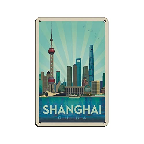 Blechschilder Retro China Shanghai Reise Blechschilder Vintage Lustig Zuhause Küche Bar Club Höhle Wandkunst Dekor 30 x 43 cm von KUEhhhr