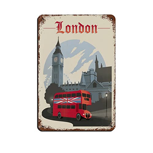 Blechschilder Retro England London Reise Blechschilder Vintage Lustig Zuhause Küche Bar Club Höhle Wandkunst Dekor 30 x 20 cm von KUEhhhr