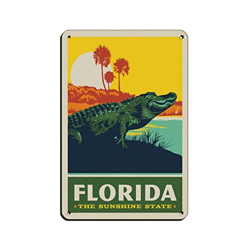 KUEhhhr Metall-Blechschilder Florida State Travel Blechschilder für drinnen und draußen, Zuhause, Bar, Kaffee, Küche, Wanddekoration, 30 x 20 cm von KUEhhhr