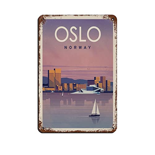 KUEhhhr Metall-Blechschilder Oslo, Norwegen, Reise-Blechschilder, für drinnen und draußen, Zuhause, Bar, Kaffee, Küche, Wanddekoration, 30 x 20 cm von KUEhhhr