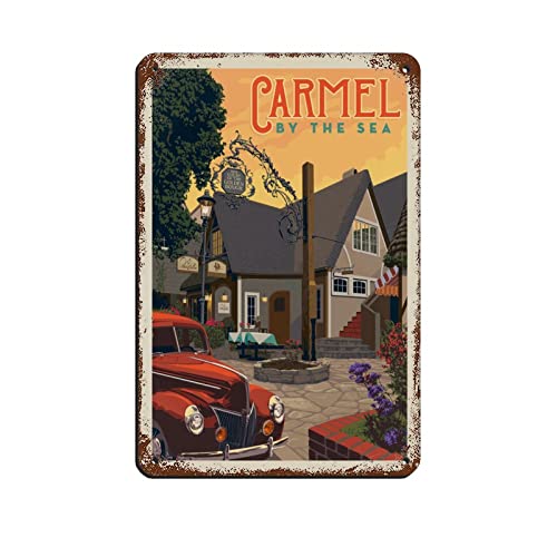 KUEhhhr Metallschilder Carmel ByThe Sea California Reise-Blechschilder Vintage Bar Club Höhle Zuhause Küche Wanddekoration Rustikales Metallschild Lustige Dekoration 30 x 20 cm von KUEhhhr