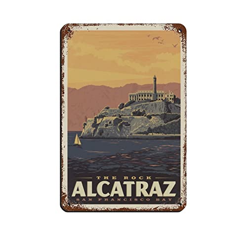 Lustige Metall-Blechschilder Alcatraz Island, Kalifornien, Reisen, Metallschilder, Zuhause, Küche, rustikale Wandkunst, Dekoration, 30 x 43 cm von KUEhhhr