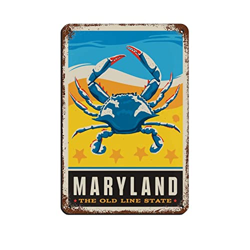 Metall-Blechschild Maryland State Travel Blechschilder Retro Bar Pub Diner Cafe Zuhause Badezimmer und Zimmer Kunst 30 x 20 cm von KUEhhhr
