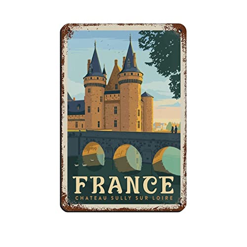 Metall-Blechschilder, Frankreich, Loiretal, Metall-Reise-Blechschilder, Wanddekoration für Café, Bar, Pub, Zuhause, 30 x 43 cm von KUEhhhr
