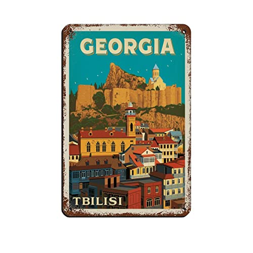 Metall-Blechschilder Georgien Tiflis, Reise-Blechschilder, Wanddekoration für Café, Bar, Pub, Zuhause, 30 x 43 cm von KUEhhhr
