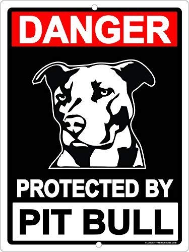 Warnschild "Warning Protected Pit Bull Pitbull", 20,3 x 30,5 cm, Metall, Aluminium, Herty von KUEhhhr