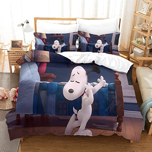 3D Snoopy Muster Bettbezug Weicher Hypoallergenic Mikrofaser Bettwäsche Set Garnitur Mit Reissverschluss Und Kissenbezug Für Jugendliche Erwachsene Kinder Bettwäsche Double（200x200cm） von KUFRY