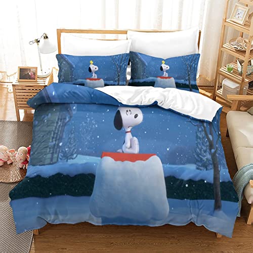 3D Snoopy Muster Bettbezug Weicher Hypoallergenic Mikrofaser Bettwäsche Set Garnitur Mit Reissverschluss Und Kissenbezug Für Jugendliche Erwachsene Kinder Bettwäsche Single（135x200cm） von KUFRY