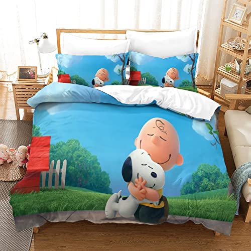 3D Snoopy Muster Bettbezug Weicher Hypoallergenic Mikrofaser Bettwäsche Set Garnitur Mit Reissverschluss Und Kissenbezug Für Jugendliche Erwachsene Kinder Bettwäsche Single（135x200cm） von KUFRY