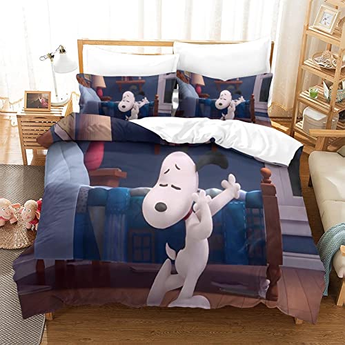 3D Snoopy Muster Bettbezug Weicher Hypoallergenic Mikrofaser Bettwäsche Set Garnitur Mit Reissverschluss Und Kissenbezug Für Jugendliche Erwachsene Kinder Bettwäsche Single（135x200cm） von KUFRY