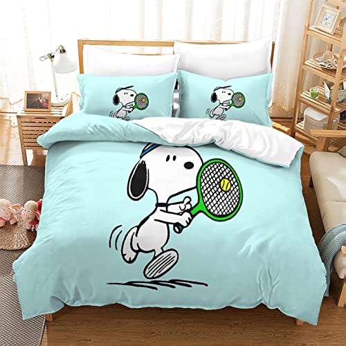 Bettwäsche Set Snoopy Druck Bettbezug Mit Reißverschluss Und Kissenbezug Bequem Hypoallergenic Mikrofaser Bettbezug Set Für Jugendliche Erwachsene Kinder Bettwäsche Single（135x200cm） von KUFRY