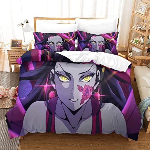 Demon Slayer Bettwäsche Set Demon Slayer Muster Bettbezug 220x240 cm Mit Kopfkissenbezüge Und Reißverschluss Schlafkomfort Weiche Mikrofaser Bettbezüge für Erwachsene Kind von KUFRY