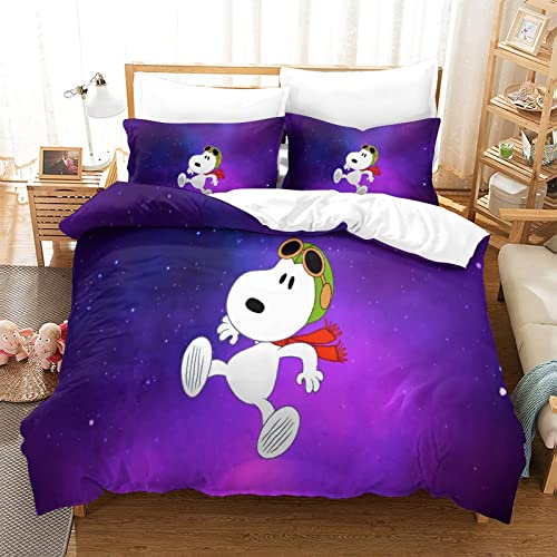 KUFRY Bettwäsche Set 3D Snoopy Muster Design Bettbezug Set Schlafkomfort Weiche Mikrofaser Bettbezug Mit Reißverschluss Und Kopfkissenbezüge Für Erwachsene Kind Bettwäsche Single（135x200cm） von KUFRY