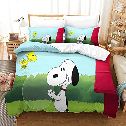 KUFRY Bettwäsche Single（135x200cm） 3D Snoopy Druck Bettbezug Set Mit Reissverschluss Und Kissenbezüge Bequem Modisch Mikrofaser Bettbezug Für Erwachsene Kind Junge Mädchen Bettwäsche Set von KUFRY