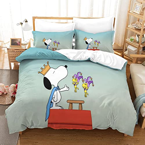 KUFRY Bettwäsche Single（135x200cm） 3D Snoopy Druck Bettbezug Set Mit Reissverschluss Und Kissenbezüge Bequem Modisch Mikrofaser Bettbezug Für Erwachsene Kind Junge Mädchen Bettwäsche Set von KUFRY