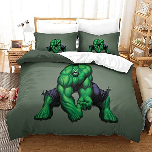 KUFRY Hulk Bettbezug 135x200 cm Bettwäsche Set Mit Bettbezüge and Kissenbezüge Weicher Hypoallergenic Mikrofaser Bettwäsche-Sets mit Reißverschluss und Kissenbezug von KUFRY