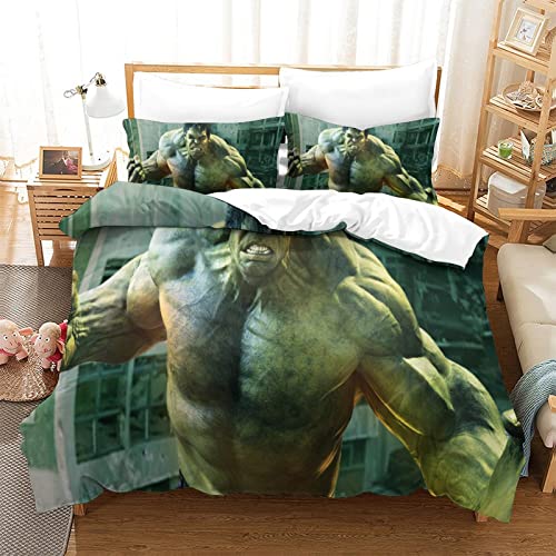 KUFRY Hulk Bettbezug 135x200 cm Bettwäsche Set Mit Bettbezüge and Kissenbezüge Weicher Hypoallergenic Mikrofaser Bettwäsche-Sets mit Reißverschluss und Kissenbezug von KUFRY